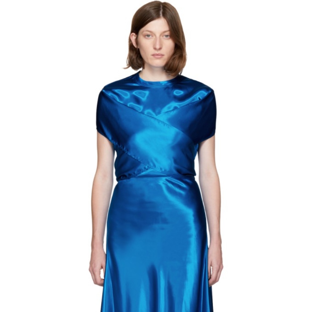 Sies Marjan Blue Darby satin wrap top Size 8
